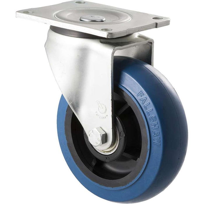 Fallshaw O-Castor 150mm Blue Rubber Wheel Precision Bearing Swivel 400kg
