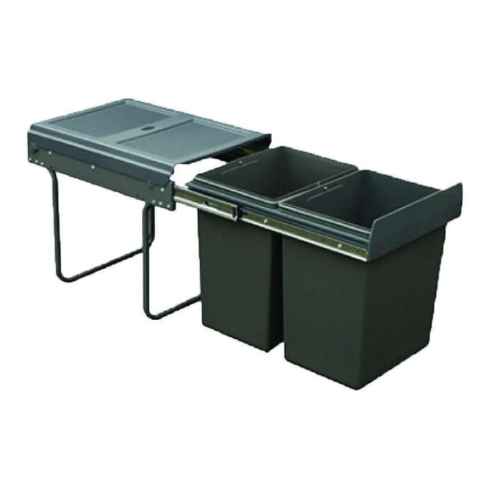 Hafele Double Soft Close Bin 2 x 15L PVC Grey (for 400mm Cabinet) 495 x 364mm