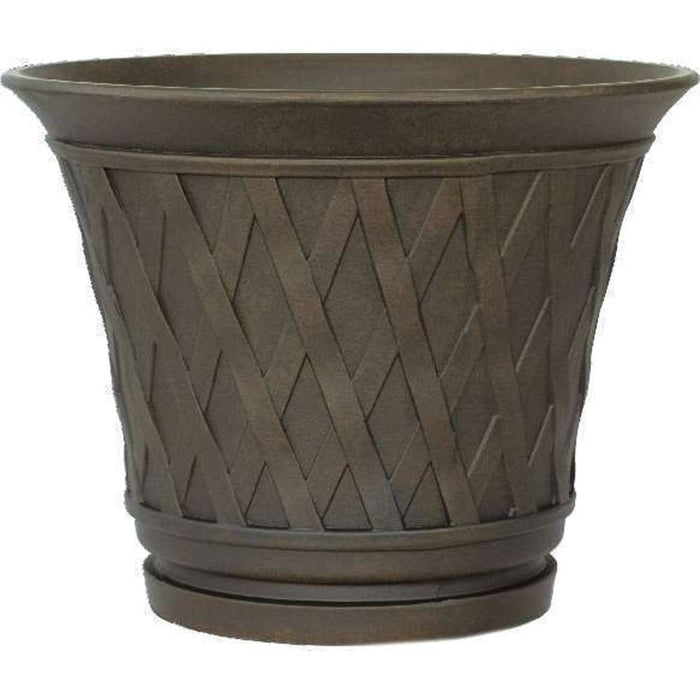 Bellan Lattice Round Planter Empire Brown 40 x 34.5cm
