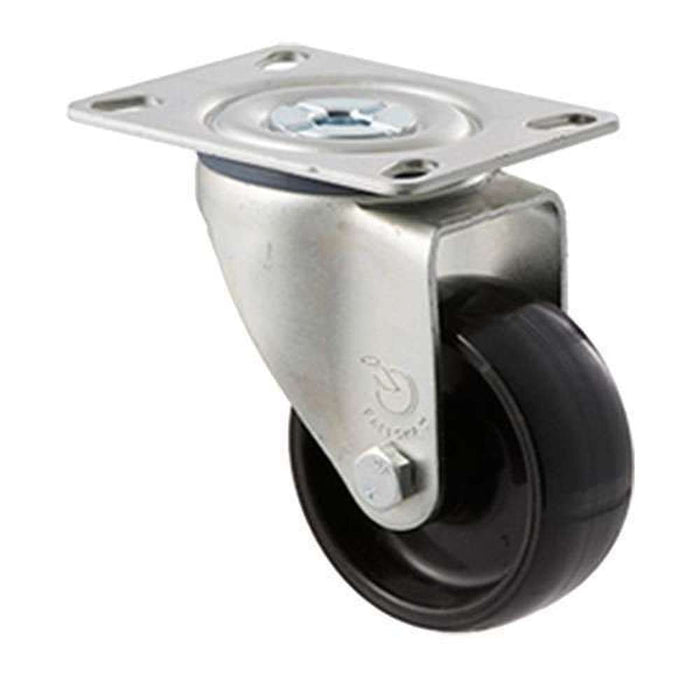 Fallshaw M-Castor 75mm Black Nylon Plain Bearing Swivel Plate 150kg