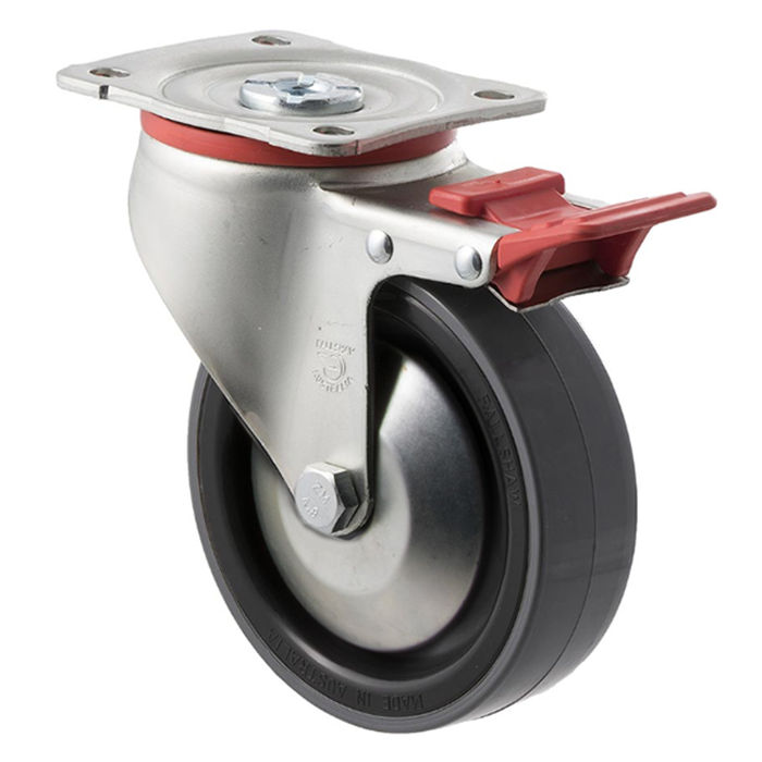 Fallshaw J-Castor 125 x 32mm Grey PU Swivel Brake 300kg