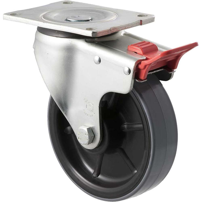 Fallshaw O-Castor 150 x 40mm PU on Nylon Roller Bearing Swivel Brake 450kg
