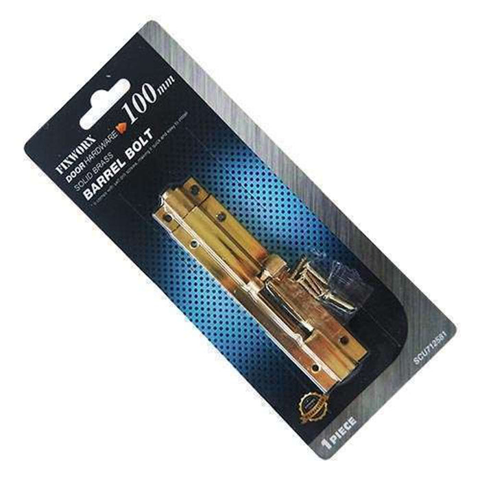 Barrel Bolt 4" x 5/16" Solid Brass w/ Screws