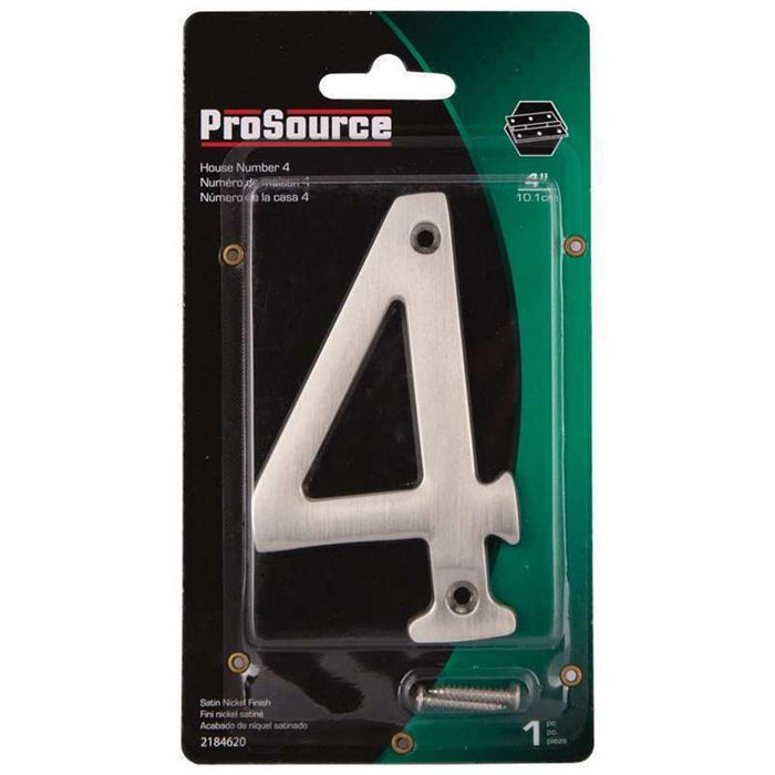 ProSource House Numbers 4" 4 Satin Nickle