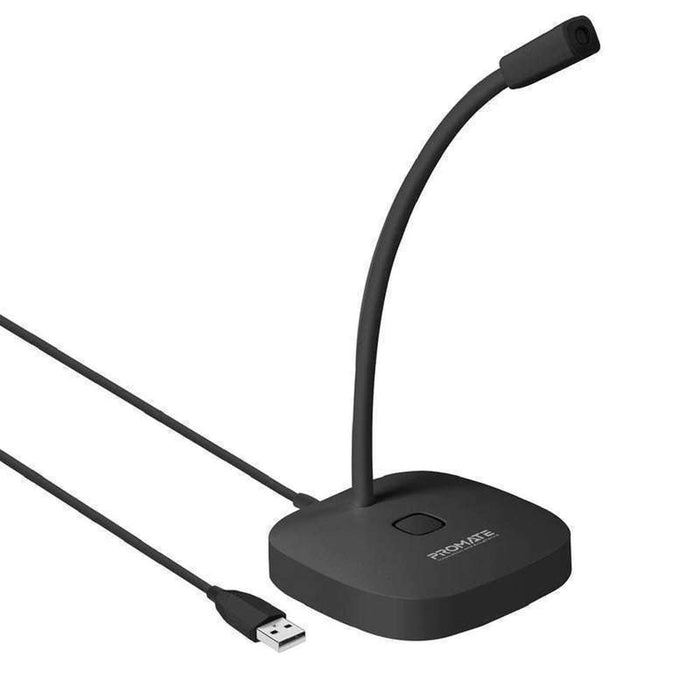 Promate OmniDirectional USB Mic Gooseneck Design Mute Button Black