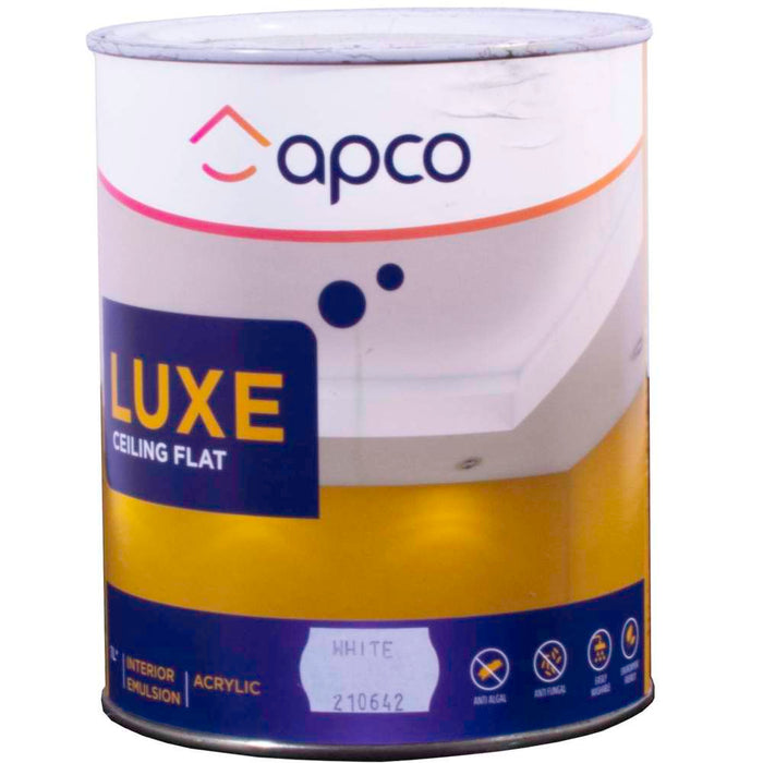 Apco Luxe Ceiling Paint Flat Acrylic White 1L