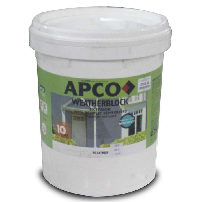 Apco Weatherblock Semi Gloss Acrylic White 20L