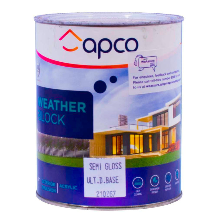 Apco Weatherblock Semi Gloss Acrylic Ultra Deep Base 1L