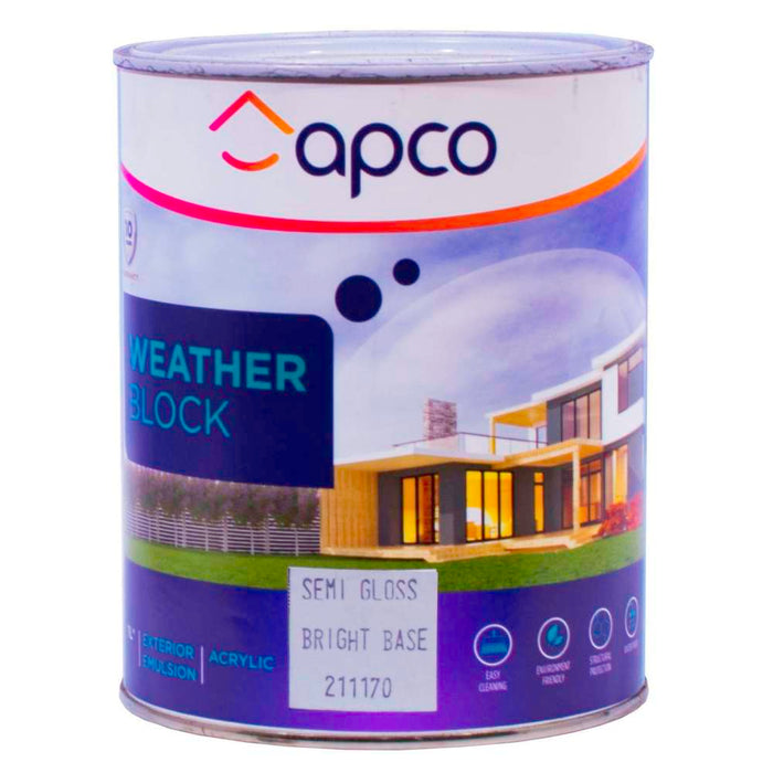 Apco Weatherblock Semi Gloss Acrylic Bright Base 1L