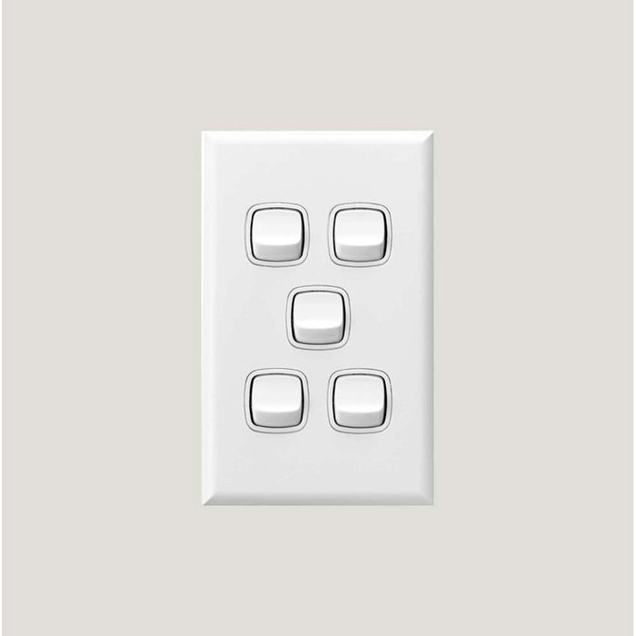 HPM 5 Gang Switch 10A White