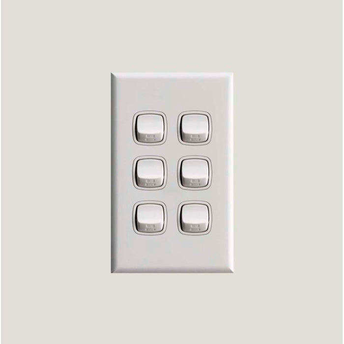 HPM 6 Gang Switch 10A White