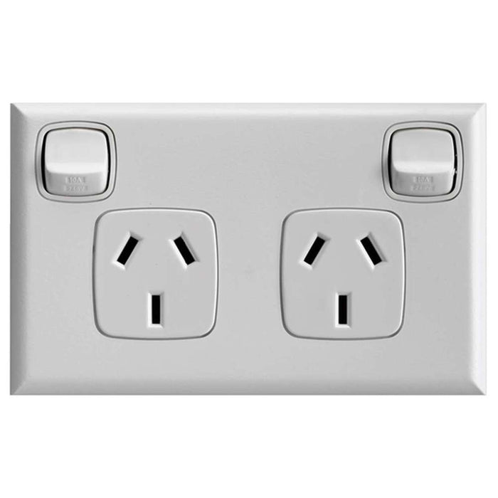HPM Double GPO 15A White