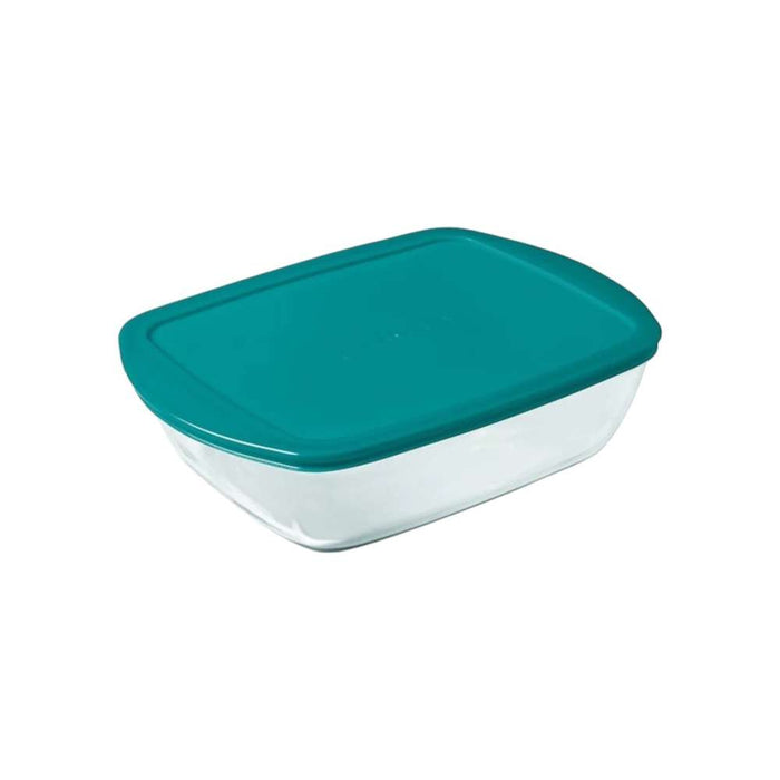 Pyrex Glass Container Rectangle 400ml with Blue Lid