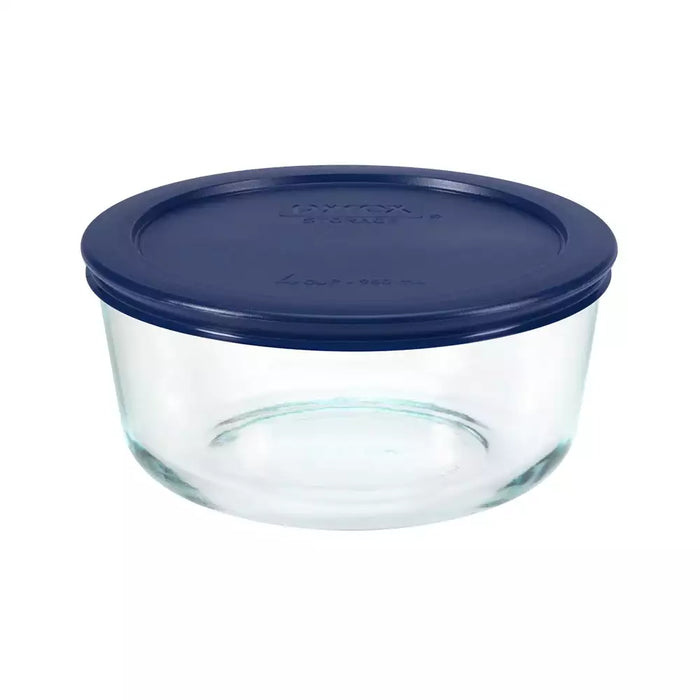 Pyrex Glass Container Round with Blue Lid 950ml
