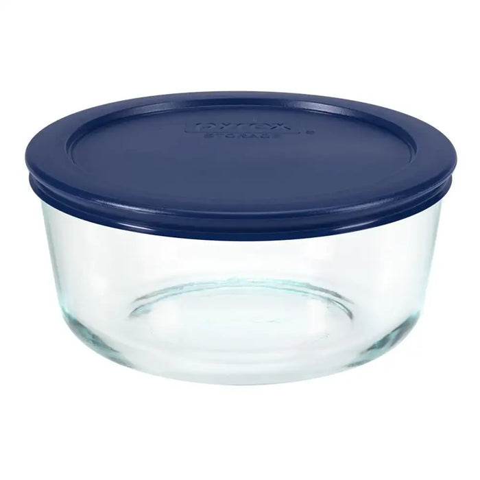 Pyrex Glass Container Round with Blue Lid 1.65L