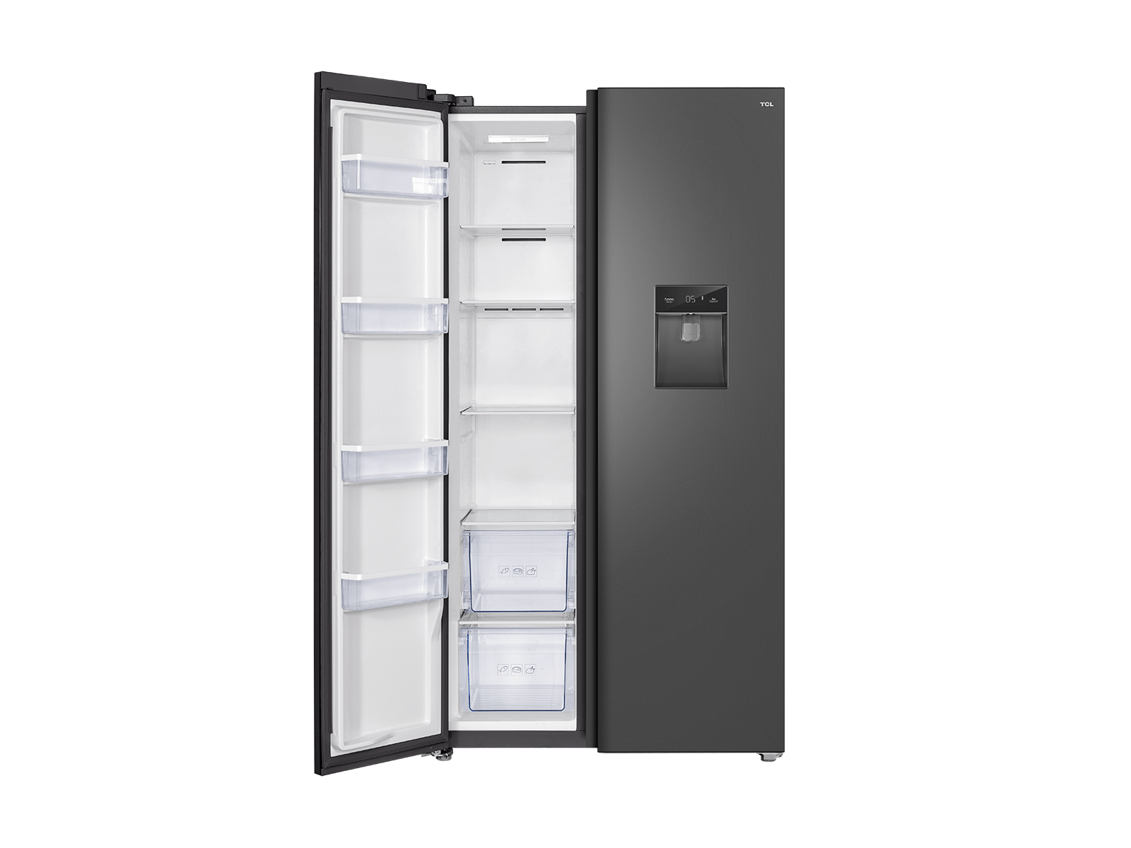 TCL Fridge Side x Side 2 Door 529L Silver with Water Dispenser