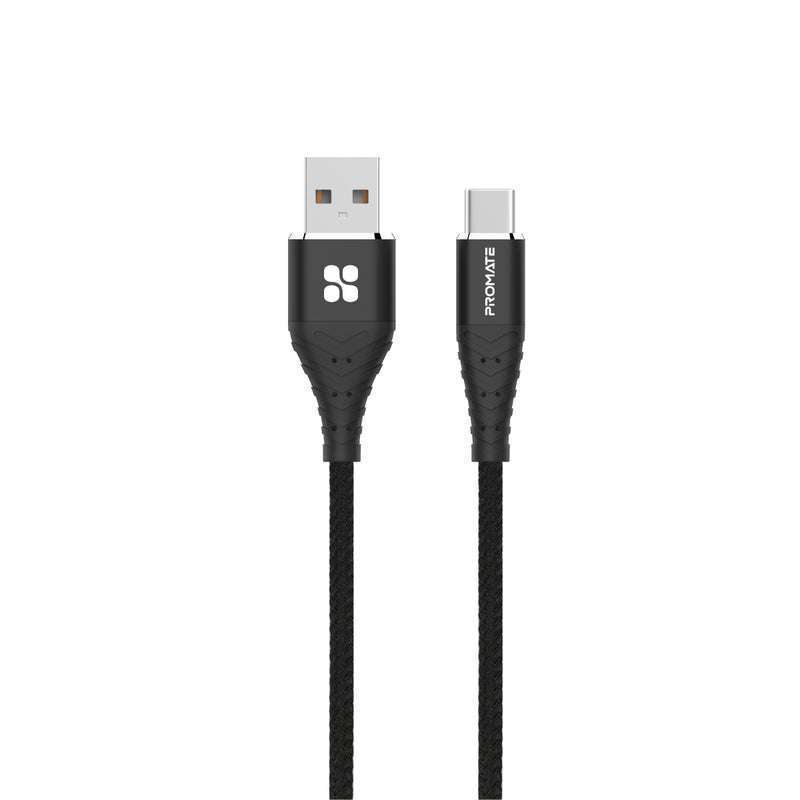 Promate USB-A to USB-C Data Sync Charge Cable 3A Charging 1m Black