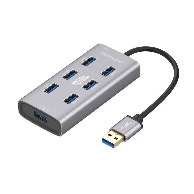 Promate 7 Port Powered USB 3.0 Hub USB-C USB-A Cable Interface
