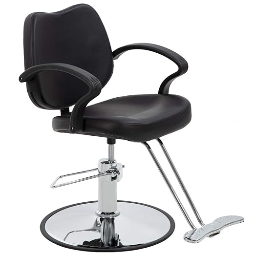 PVC Salon Stylist Chair with Stainless Steel Handle & Metal Base