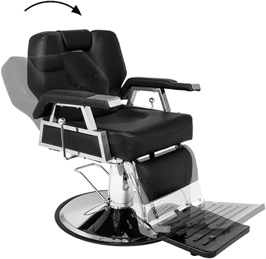 PVC Barber Chair with Stainless Steel Handle & Metal Base