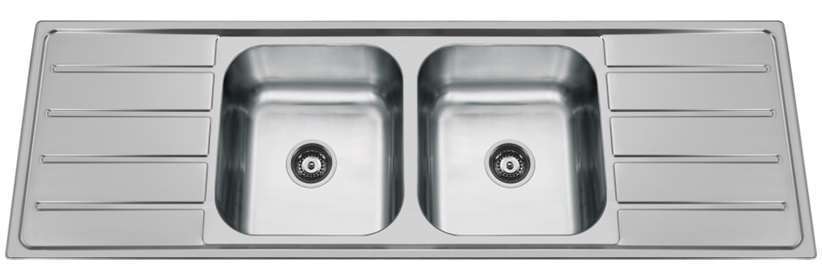 Evia Pianno Double Bowl Sink 2-Side Drainer 1500 x 500 x 180