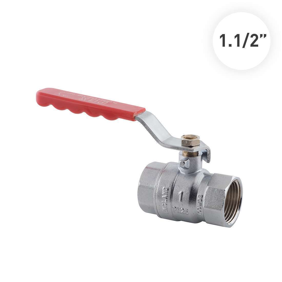 Pex Ball Valve 1 1/2" Brass w/ CP Lever Arm