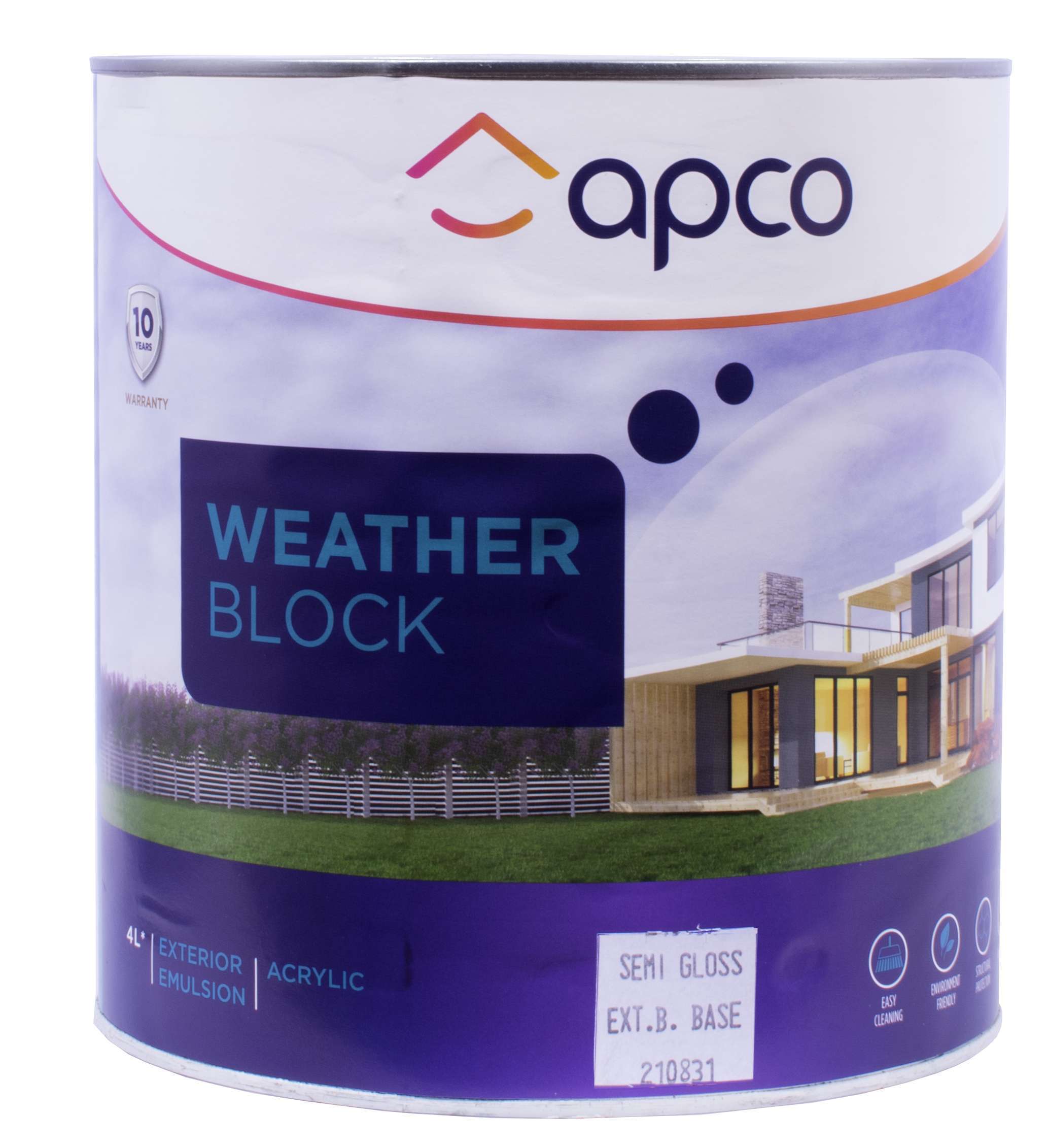Apco Weatherblock Semi Gloss Acrylic Extra Bright Base 4L