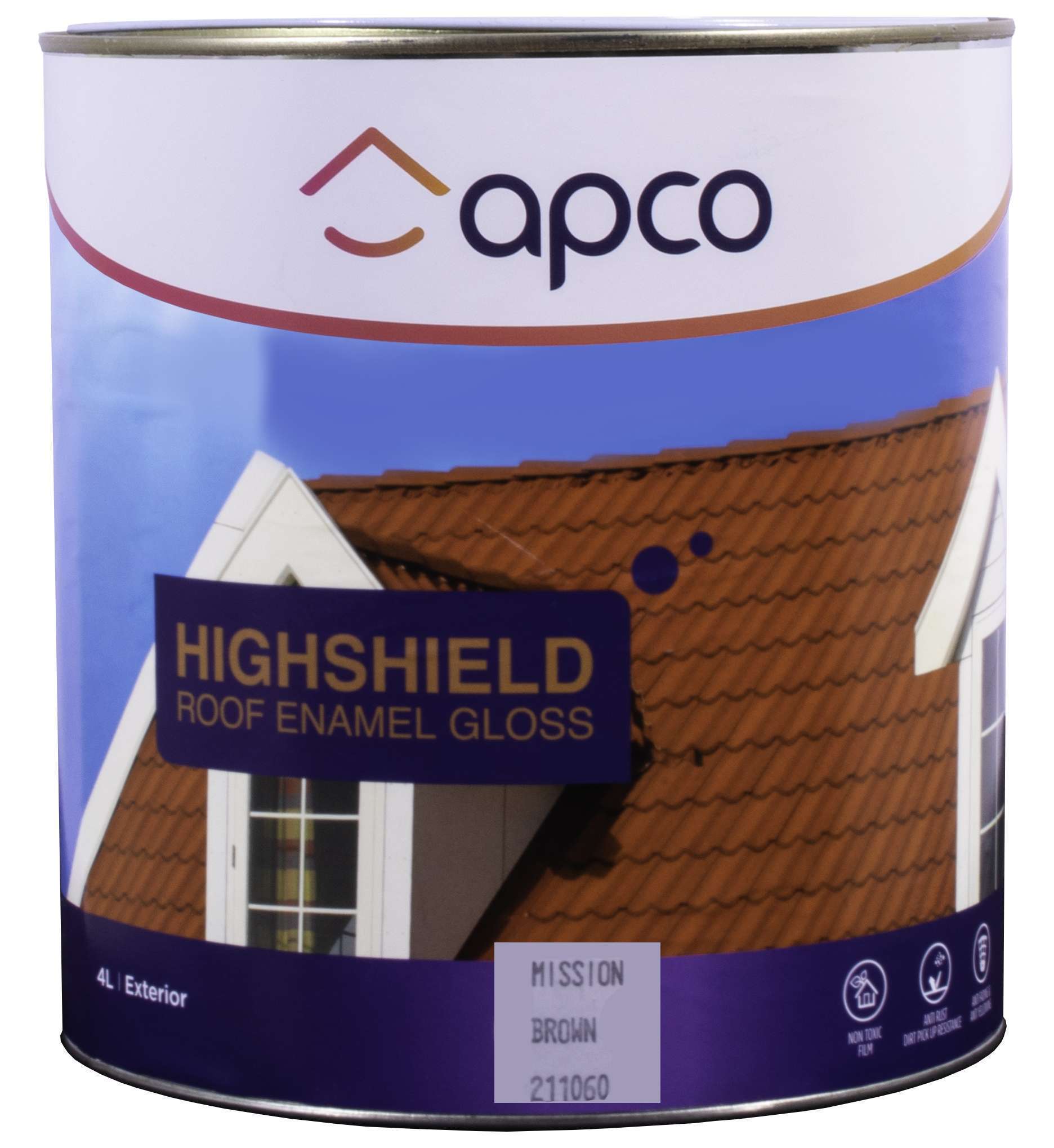 Apco Highshield Roof Paint Gloss Enamel Mission Brown 4L