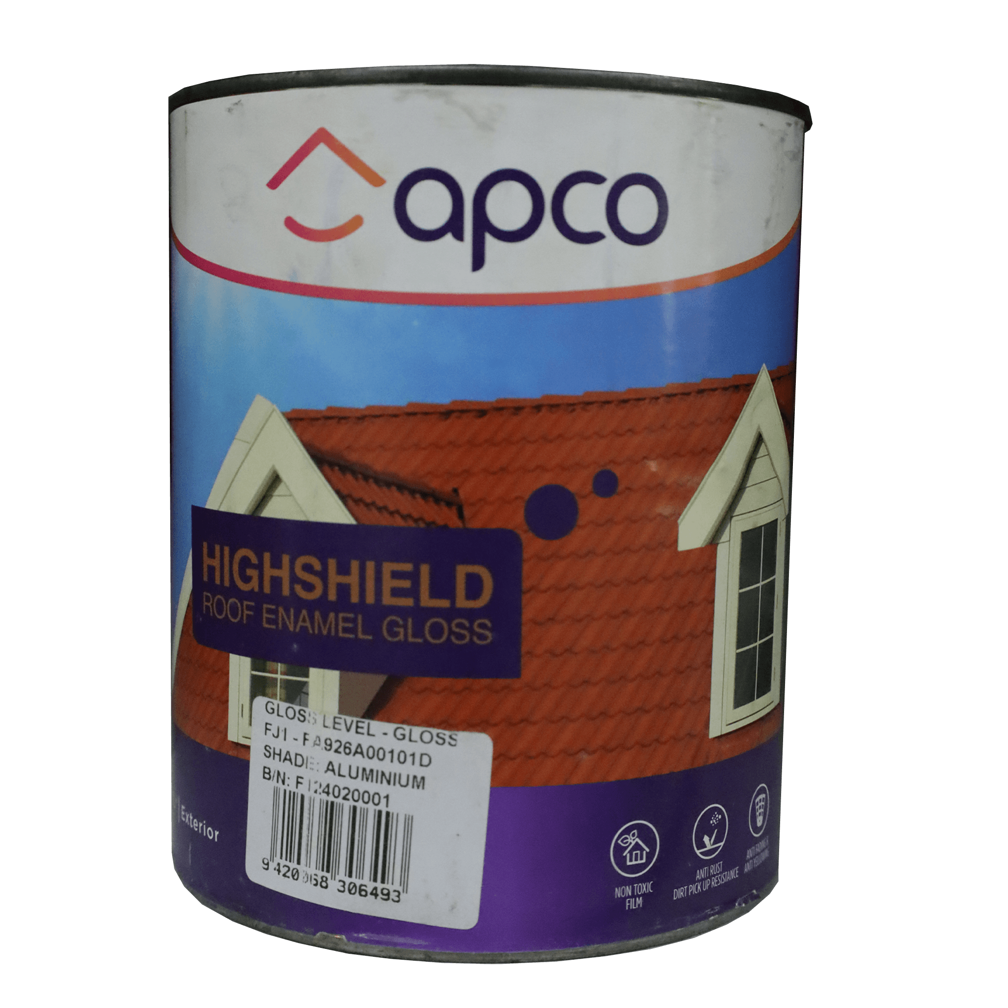 Apco Highshield Roof Paint Gloss Enamel Aluminium 1L