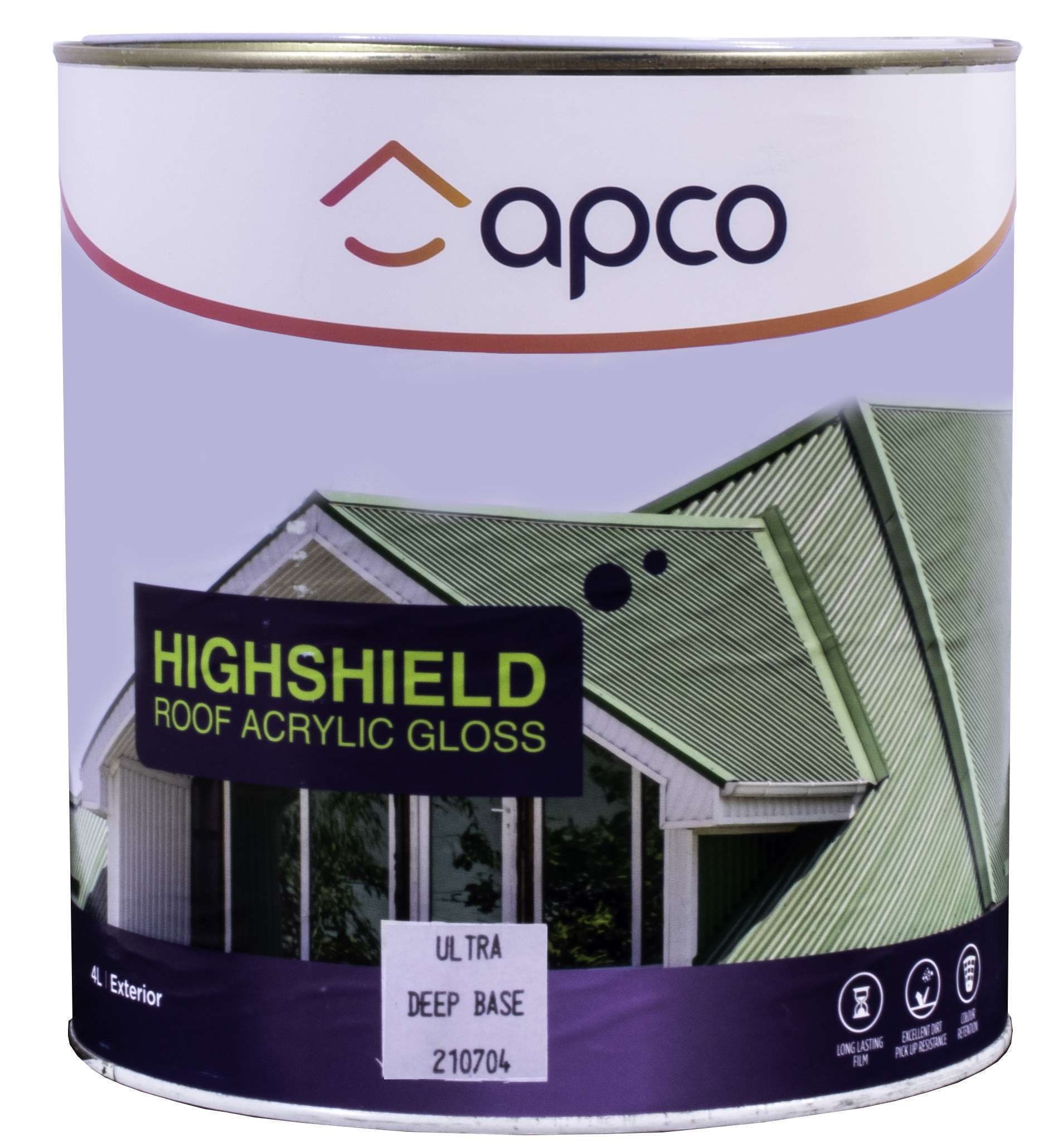 Apco Highshield Roof Paint Gloss Acrylic Ultra Deep Base 4L