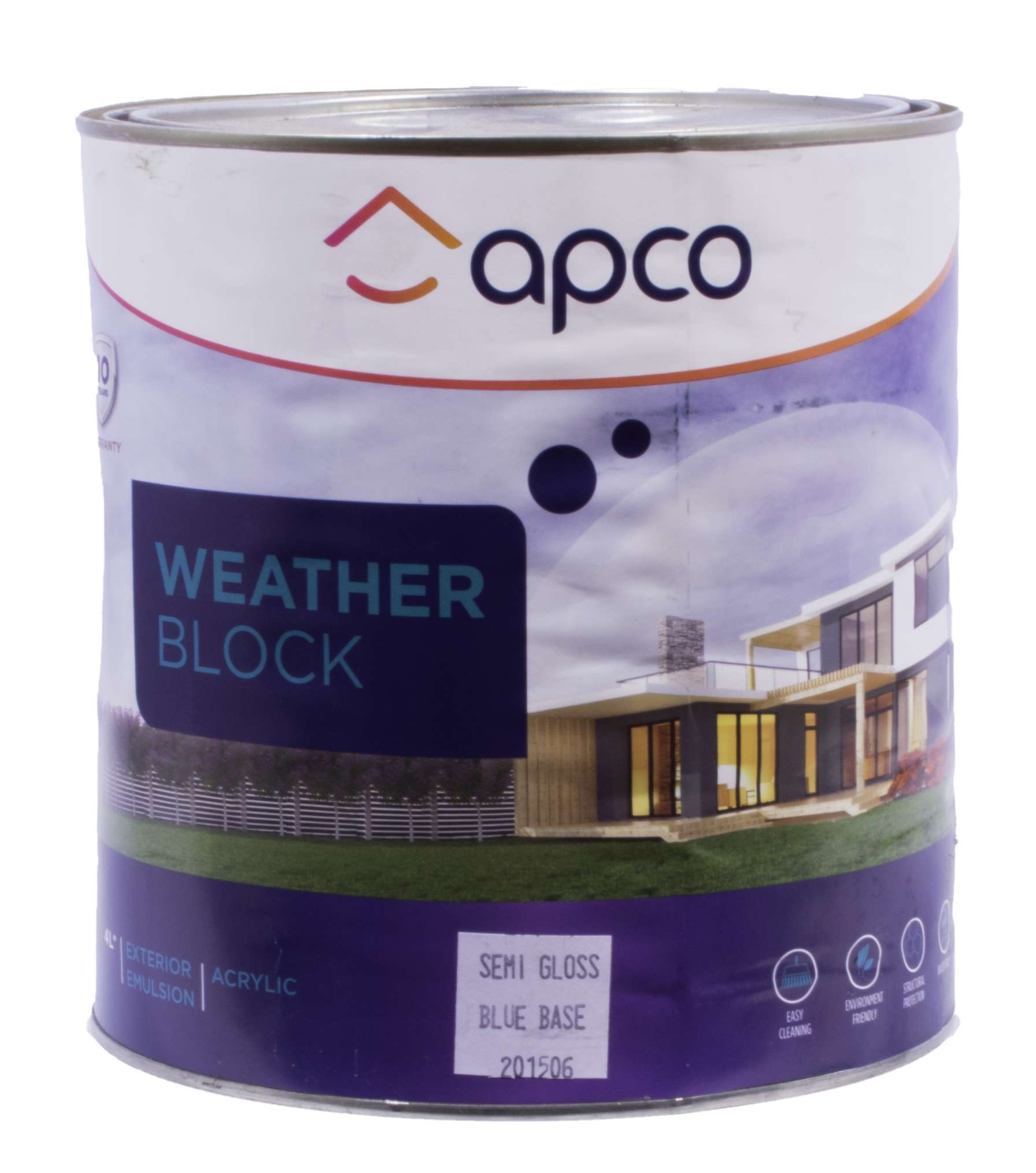 Apco Weatherblock Semi Gloss Acrylic Blue Base 4L