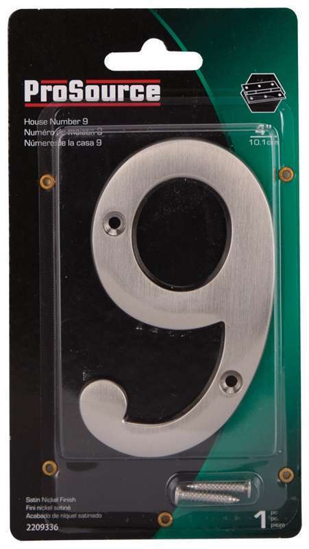 ProSource House Numbers 4" 9 Satin Nickle