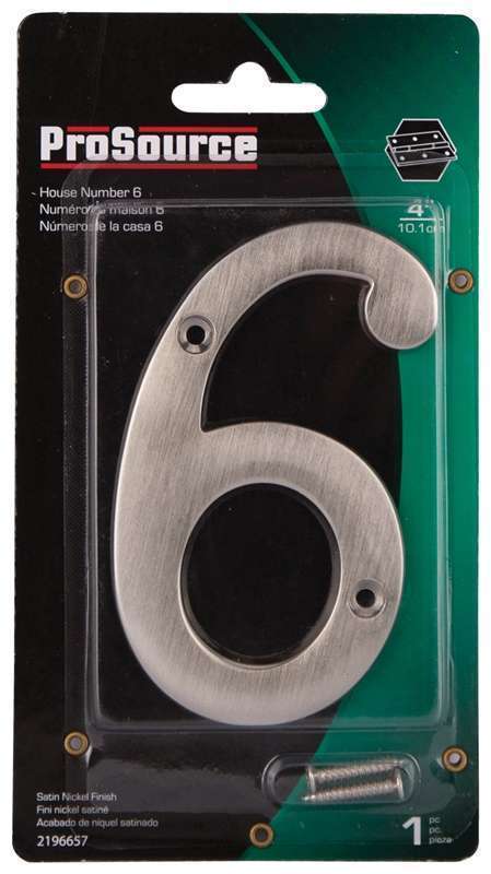 ProSource House Numbers 4" 6 Satin Nickle