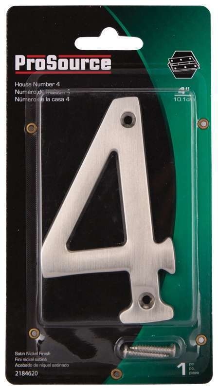 ProSource House Numbers 4" 4 Satin Nickle