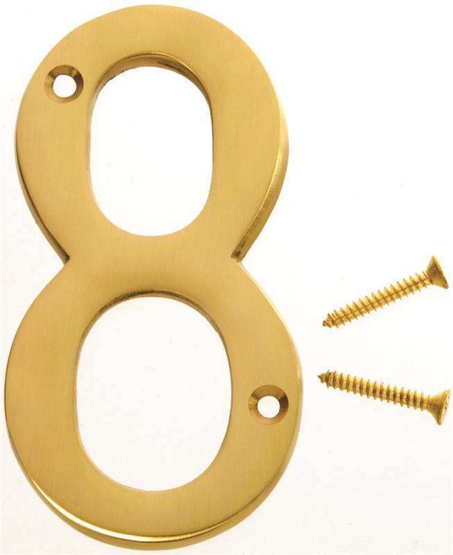 Hy-Ko House Sign #8 Satin Brass 4"
