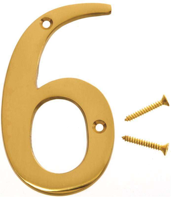 Hy-Ko House Sign #6 Satin Brass 4"