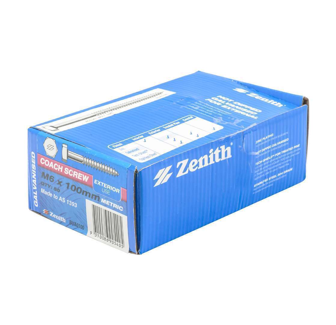 Coach Screw Galv M6 x 100