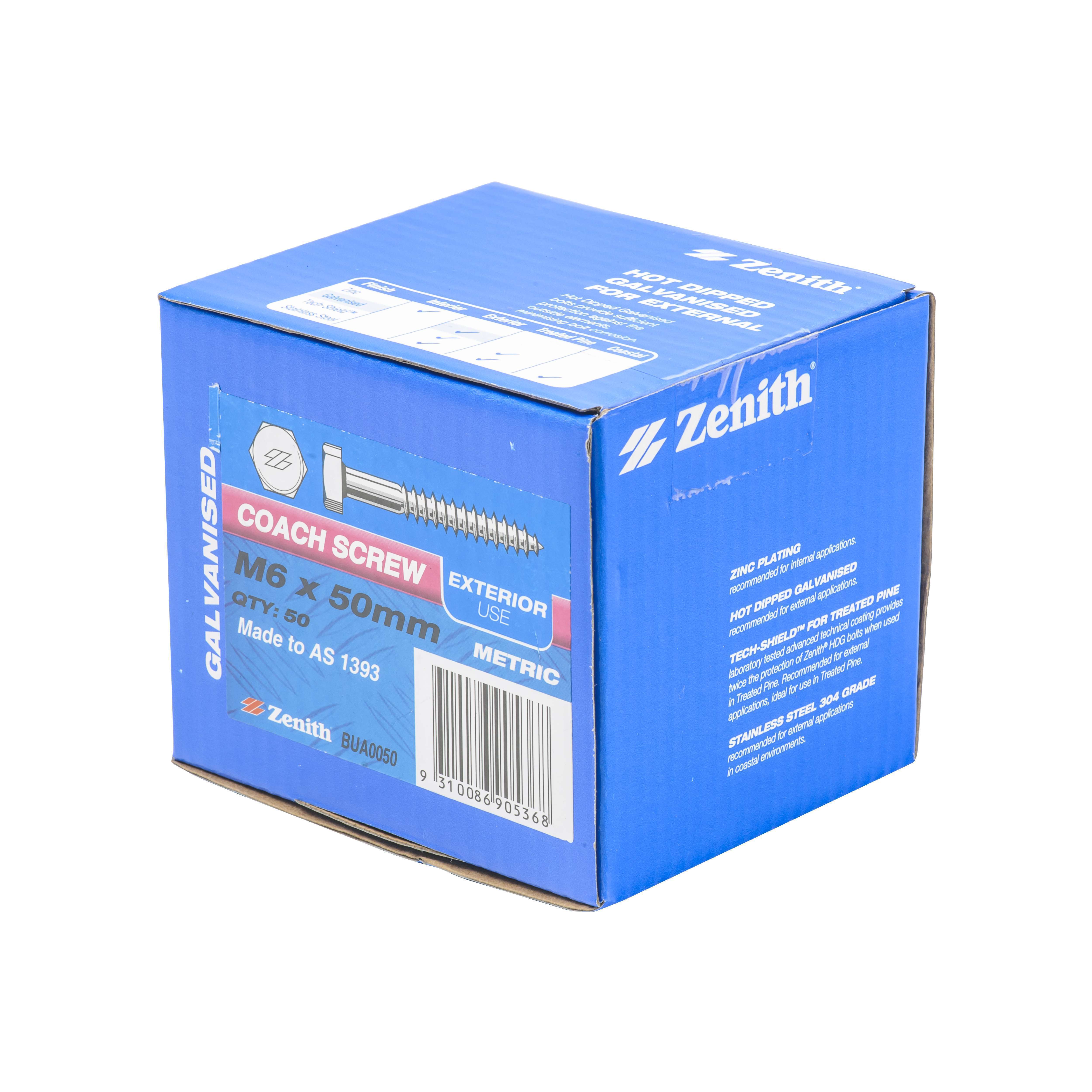 Coach Screw Galv M6 x 50