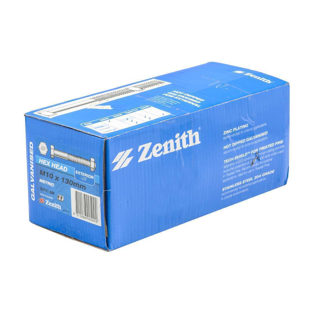 Bolt & Nut Galv Hex M10 x 130