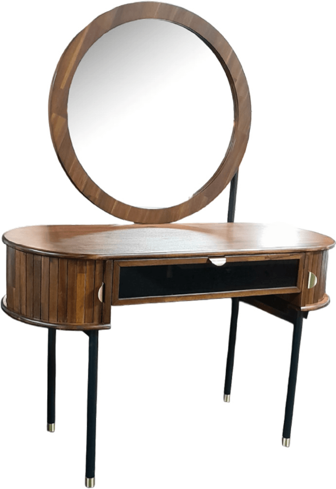 Inception Dressing Table L1200 x W450 x H750mm Dark Walnut & Black