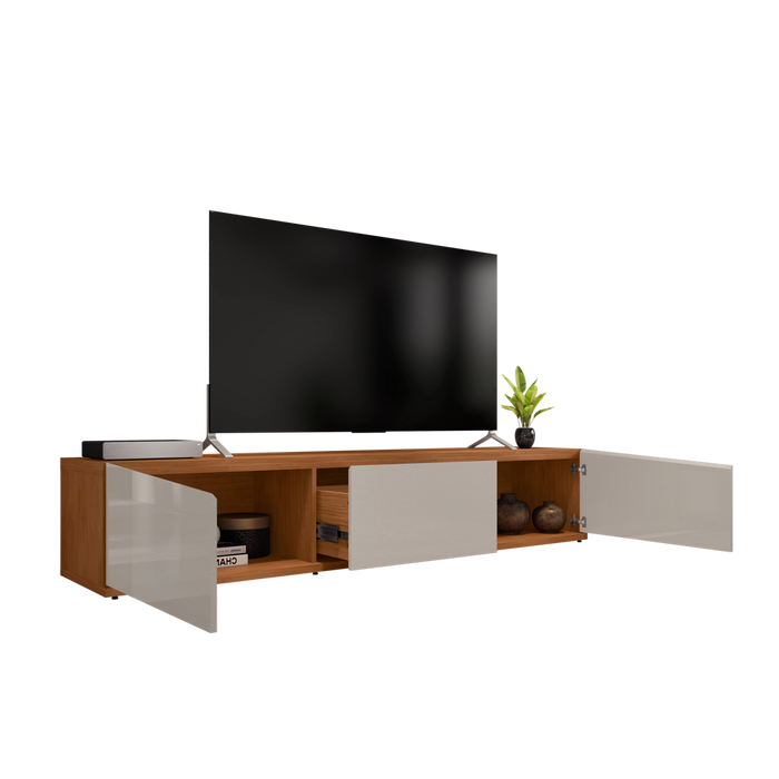 FB Eros TV Stand L1800 x W386 x H450mm Cedar/Off White High Gloss #11082345 (No Warranty)