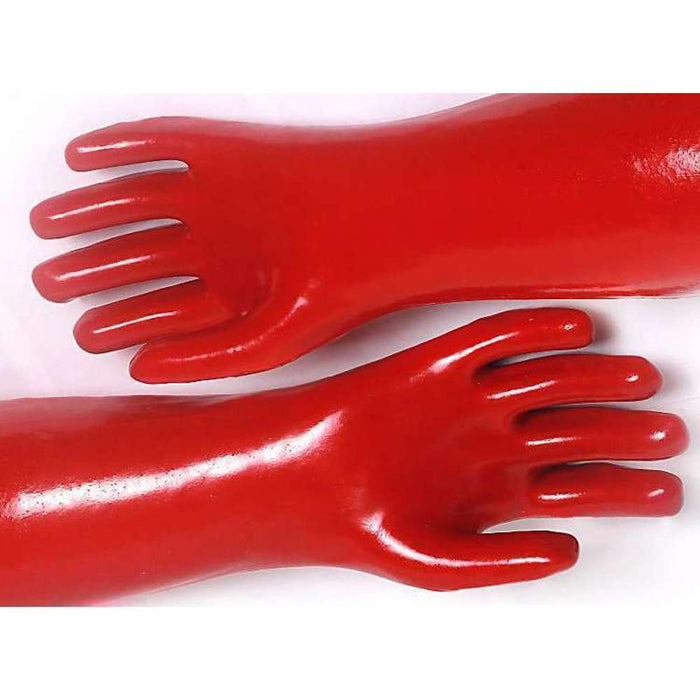 Hand Gloves Red PVC Dipped Gaunlet 16"