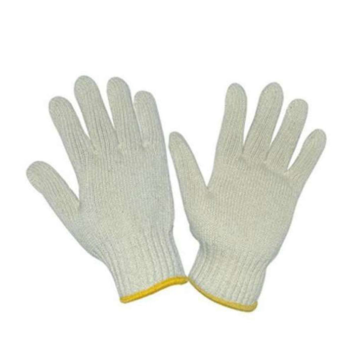 Hand Gloves White Cotton Knitted 10"
