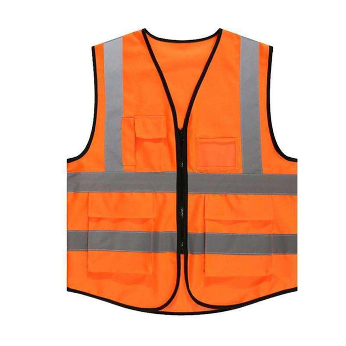 Safety Reflective Vest Zip & 2 Pockets Orange XL