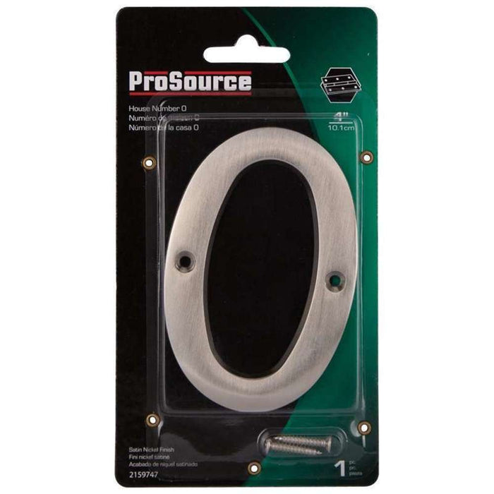 ProSource House Numbers 4" 0 Satin Nickle