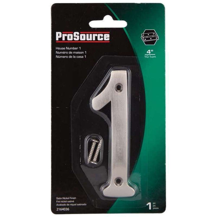 ProSource House Numbers 4" 1 Satin Nickle