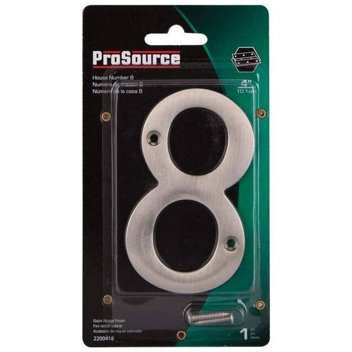ProSource House Numbers 4" 8 Satin Nickle