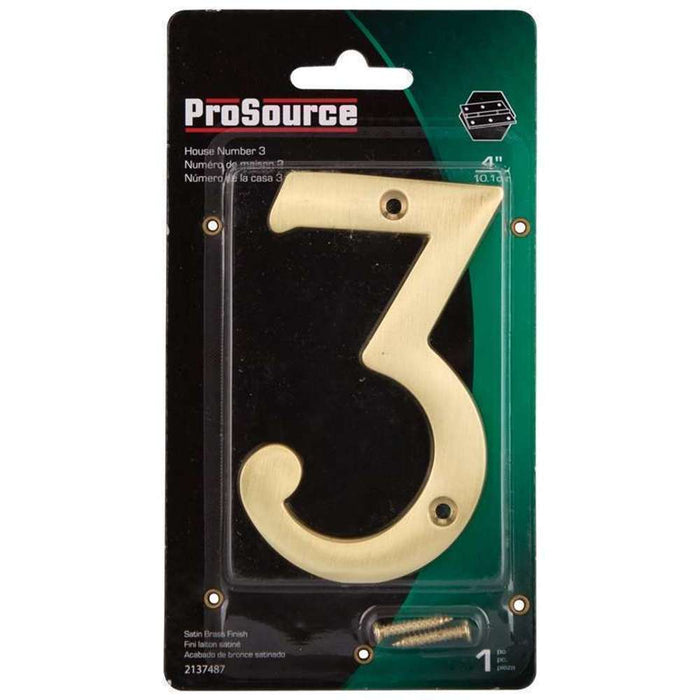 ProSource House Numbers 4" 3 Polished Brass