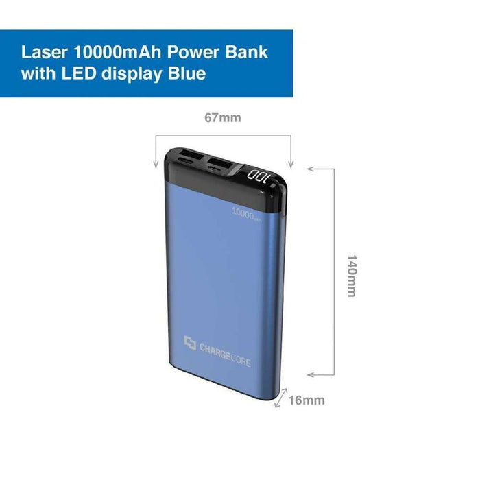 Laser 10000mAh Power Bank LED Display Blue