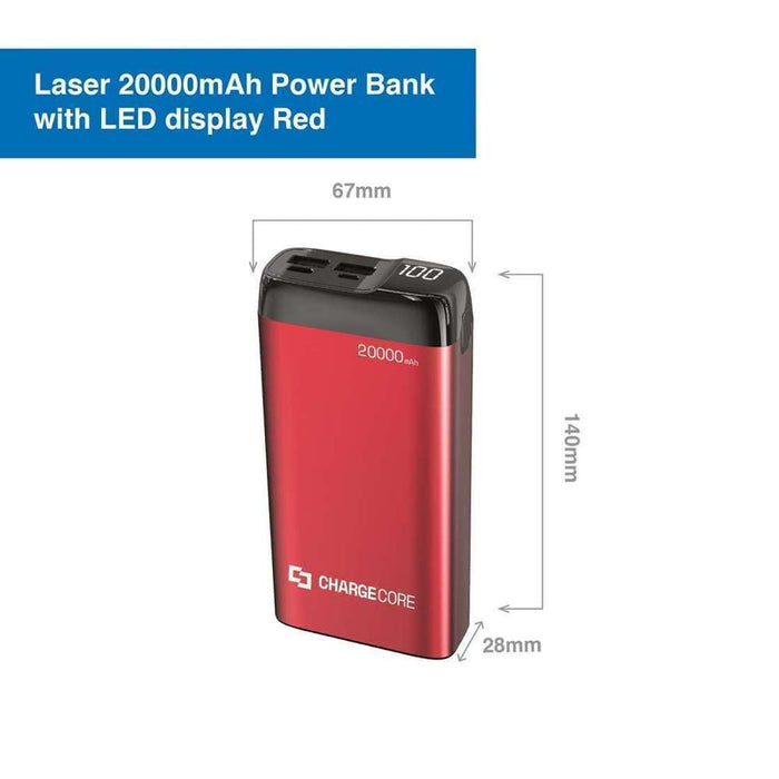 Laser 20000mAh Power Bank LED Display Red